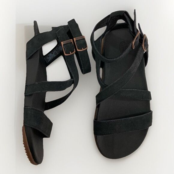 Chaco Rose Sandals Women’s 5 Black Suede Strappy Gladiator Casual Summer - Picture 1 of 10